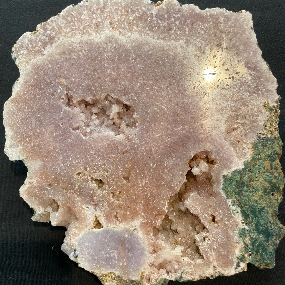 Pink Amethyst Slab on Silver Stand